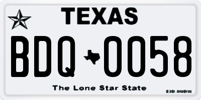 TX license plate BDQ0058