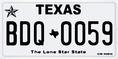 TX license plate BDQ0059