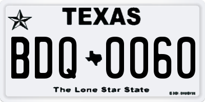 TX license plate BDQ0060