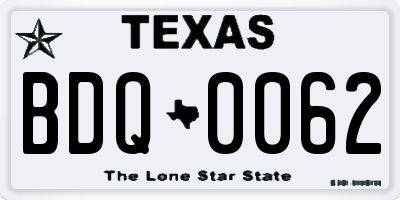 TX license plate BDQ0062