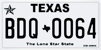 TX license plate BDQ0064