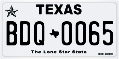 TX license plate BDQ0065