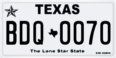 TX license plate BDQ0070