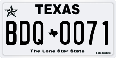TX license plate BDQ0071