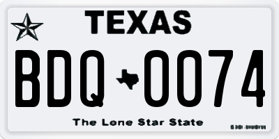 TX license plate BDQ0074