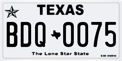 TX license plate BDQ0075