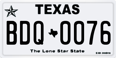 TX license plate BDQ0076