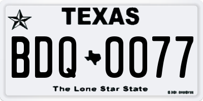 TX license plate BDQ0077