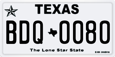 TX license plate BDQ0080
