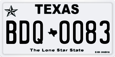 TX license plate BDQ0083