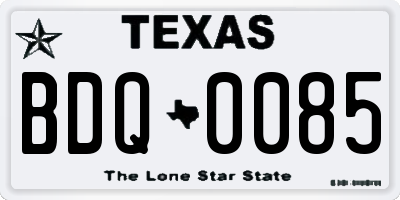 TX license plate BDQ0085