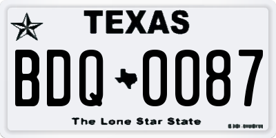 TX license plate BDQ0087
