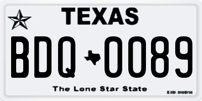 TX license plate BDQ0089