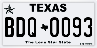 TX license plate BDQ0093