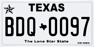 TX license plate BDQ0097