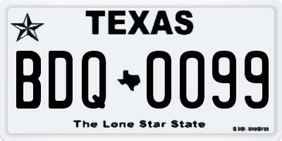 TX license plate BDQ0099