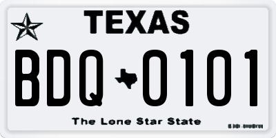 TX license plate BDQ0101