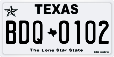 TX license plate BDQ0102