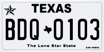 TX license plate BDQ0103
