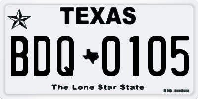 TX license plate BDQ0105