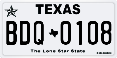 TX license plate BDQ0108