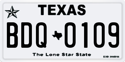 TX license plate BDQ0109