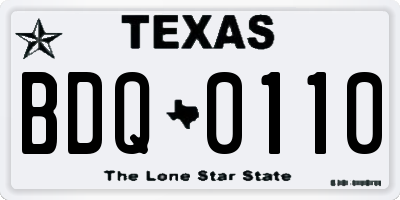 TX license plate BDQ0110