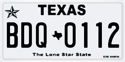 TX license plate BDQ0112