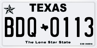 TX license plate BDQ0113