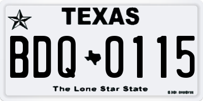 TX license plate BDQ0115