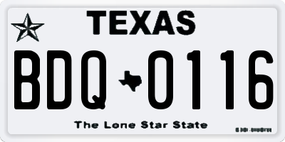 TX license plate BDQ0116