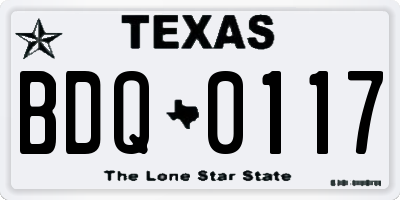 TX license plate BDQ0117