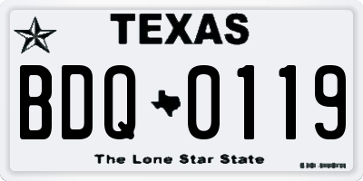 TX license plate BDQ0119