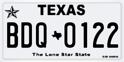 TX license plate BDQ0122