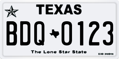 TX license plate BDQ0123