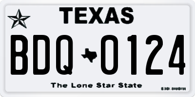 TX license plate BDQ0124