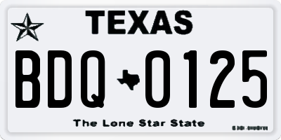 TX license plate BDQ0125