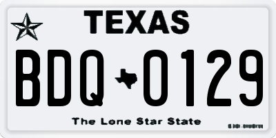 TX license plate BDQ0129