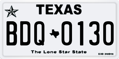 TX license plate BDQ0130