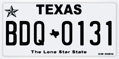 TX license plate BDQ0131