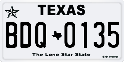 TX license plate BDQ0135