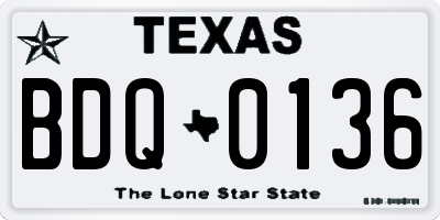 TX license plate BDQ0136