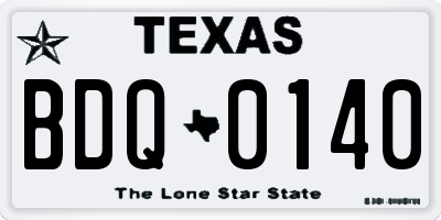 TX license plate BDQ0140