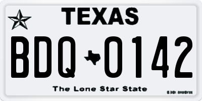 TX license plate BDQ0142