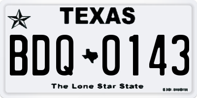 TX license plate BDQ0143