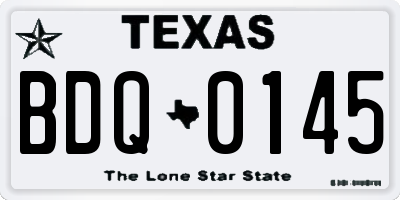 TX license plate BDQ0145