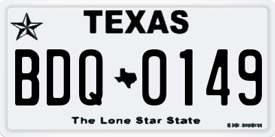 TX license plate BDQ0149