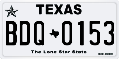 TX license plate BDQ0153
