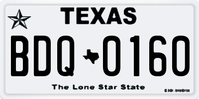 TX license plate BDQ0160