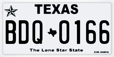 TX license plate BDQ0166